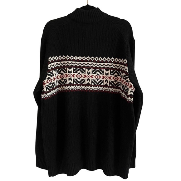 NWT IZOD Amazing Glaze II Fair Isle Black 1/4 Zip Mock Neck Pullover Sweater - Picture 2 of 10